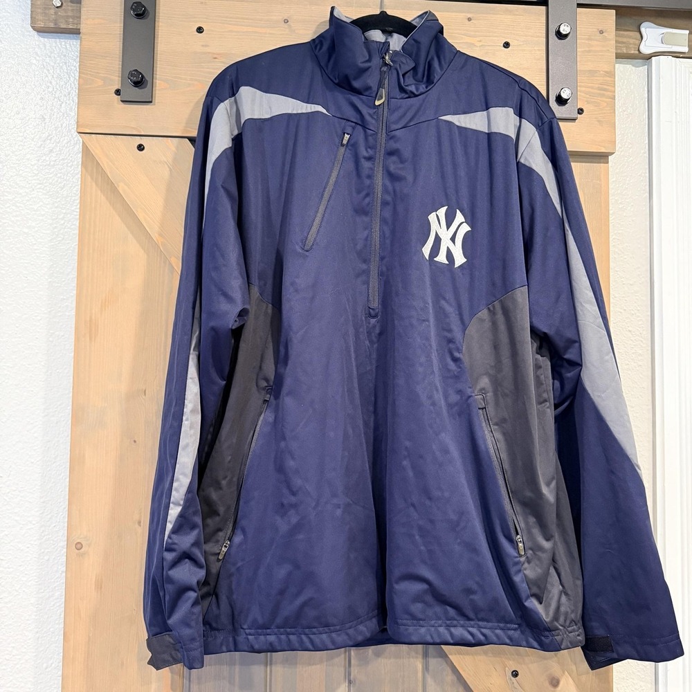 New York Yankees Jacket Mens Large Blue MLB Baseball Antigua Windbreaker